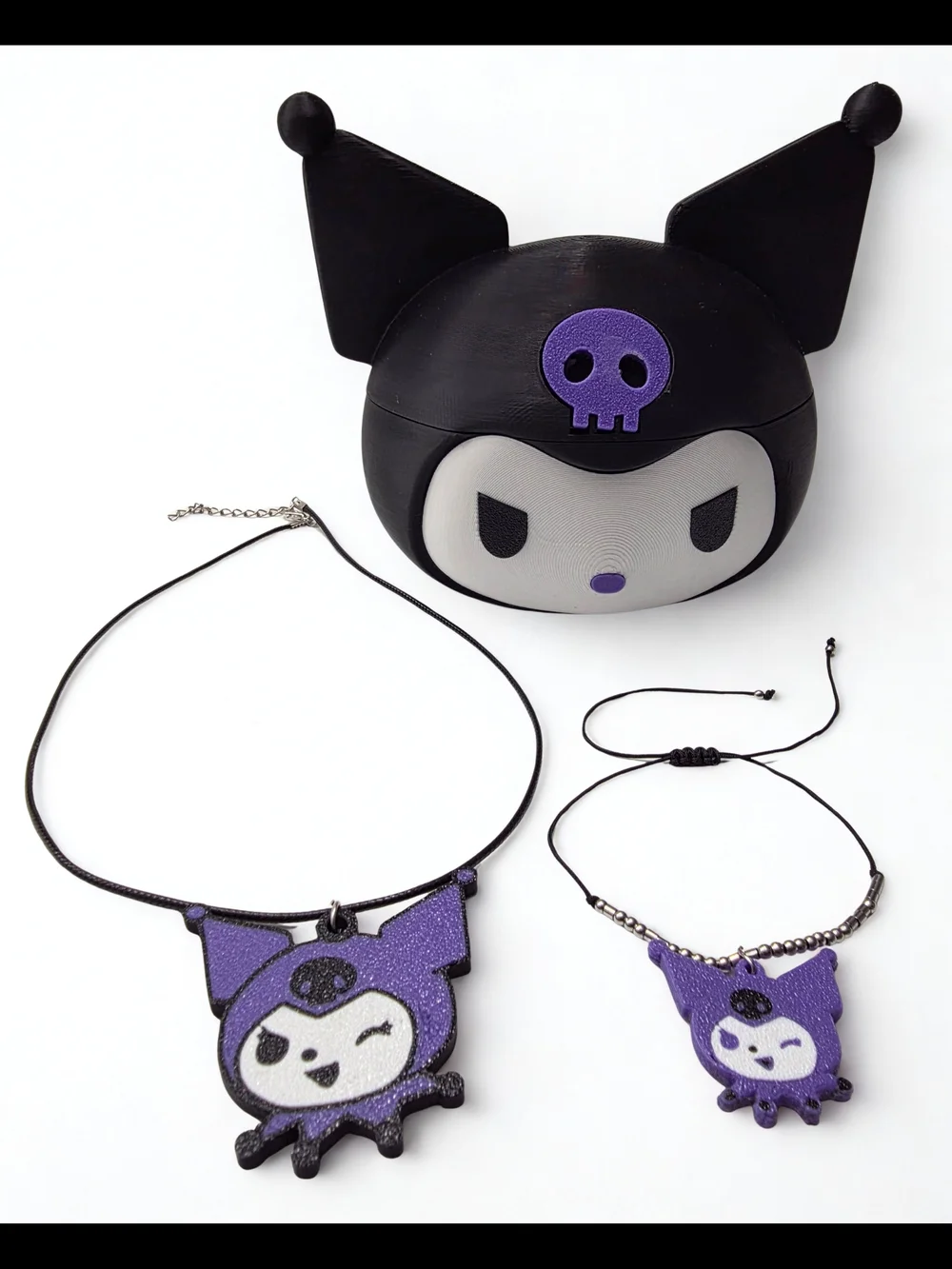 Kuromi Inspired Purple & Black Character Jewelry Set
